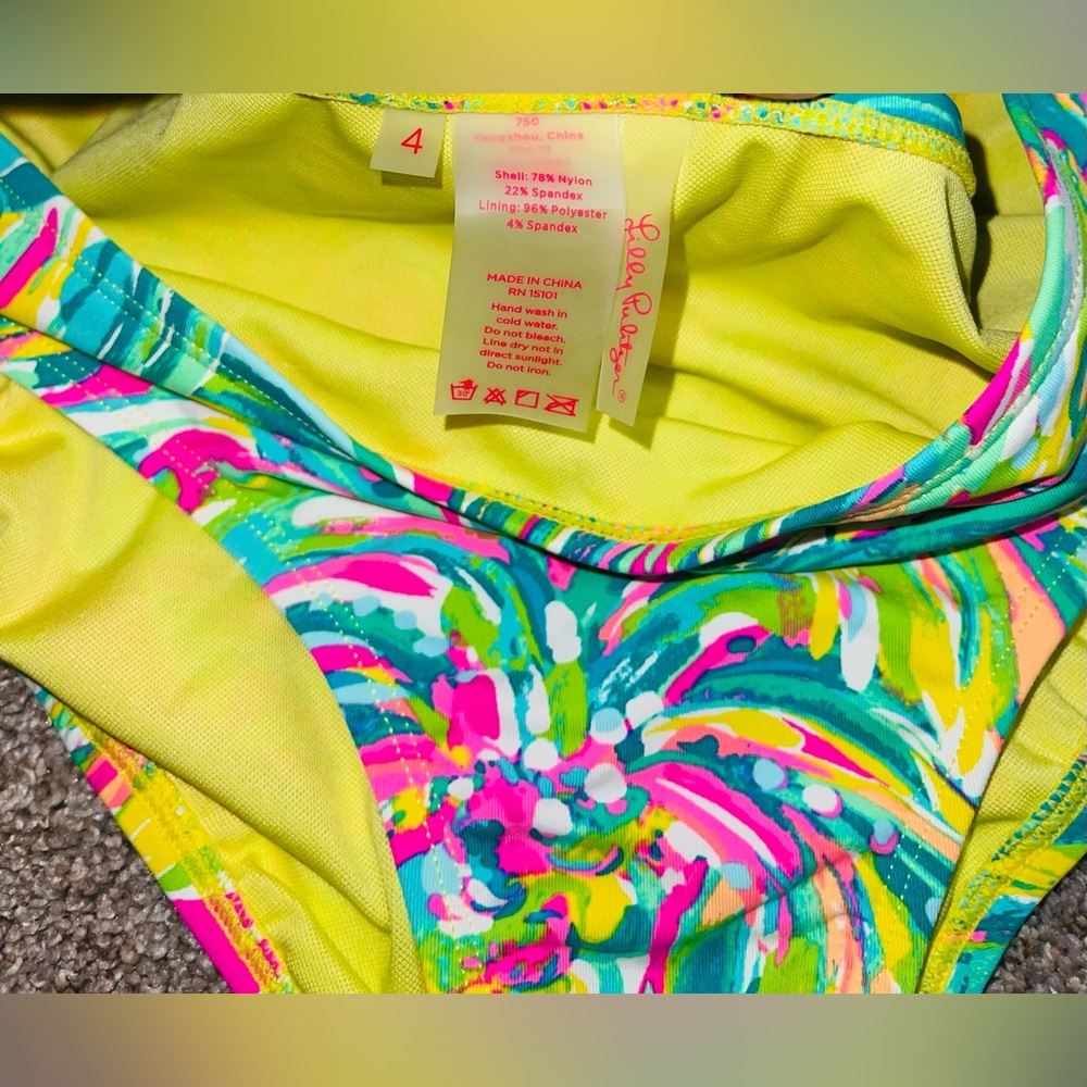Lily Pulitzer bikini 2 4 tropical underwire pink teal yellow - Picture 5 of 8